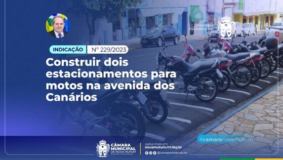 Vereador Osmar Isoton solicita construção de estacionamentos para motos