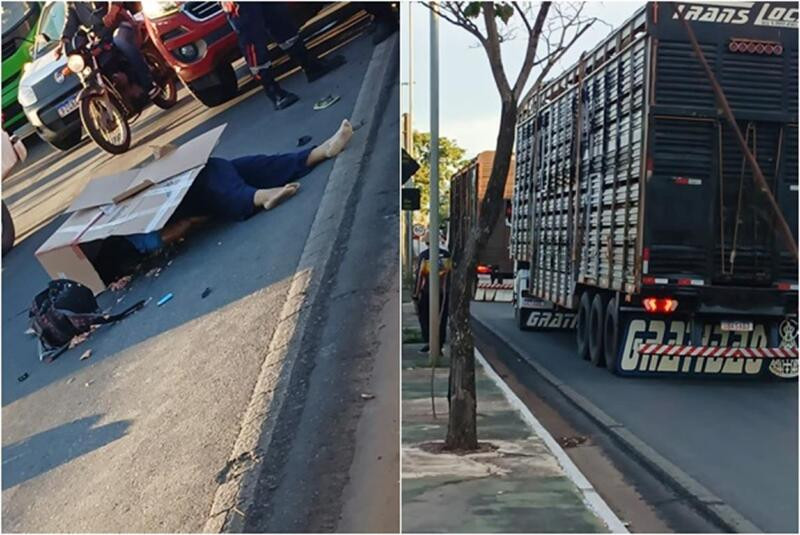 Acidente Entre Moto E Caminh O Mata Gr Vida Em Mt Marido Sobrevive