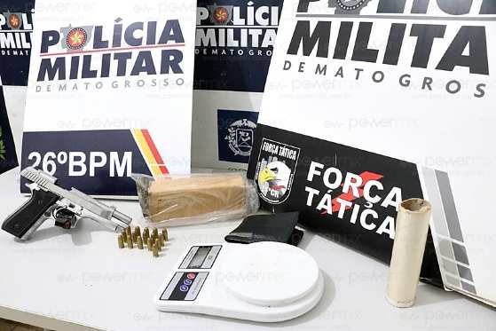 arma e droga apreendida