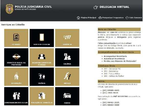 novo layout Delegacia Virtual da Polícia Civil
