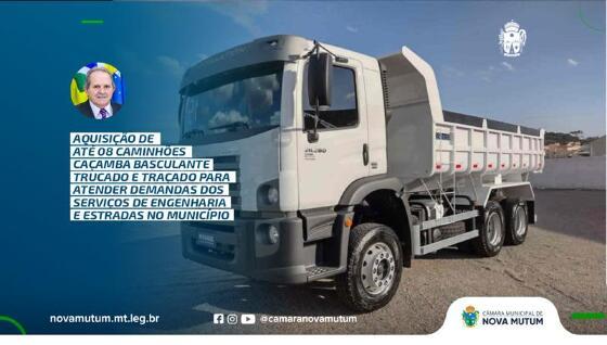 aquisição de caminhões para atender demandas dos serviços de engenharia 