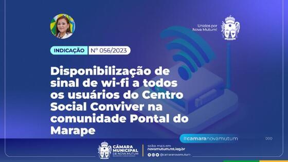 disponibilidade de sinal de internet para o “Centro Social Conviver” na comunidade Pontal do Marape