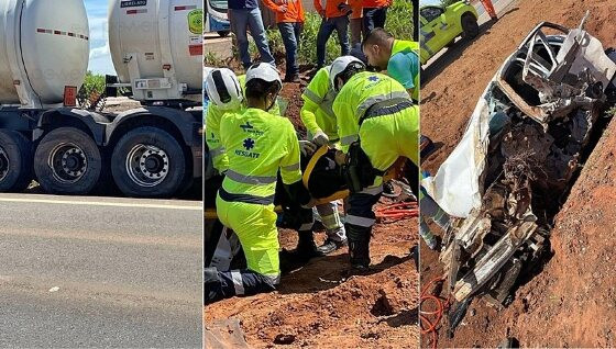 Colisão carro e carreta