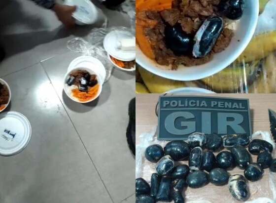 Policiais flagram marmitas com 22 pacotes de drogas 