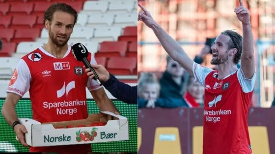 Jaerbaer, empresa local produtora dos morangos, parabenizou Sondre Norheim pelo prêmio.