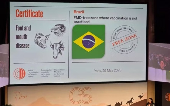 O status sanitário foi aprovado durante a realização da 92ª assembleia da OMSA, em Paris, na França.