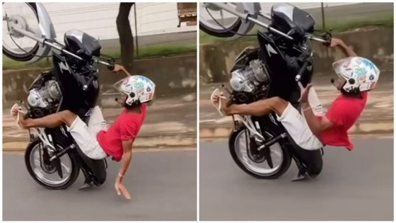empinando moto 