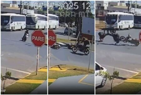 Colisão entre motos deixa dois feridos em Lucas do Rio Verde/MT; Veja vídeo