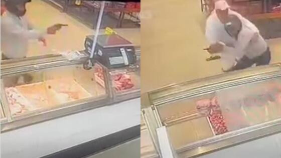 Suspeito deu dois disparos no mercado.