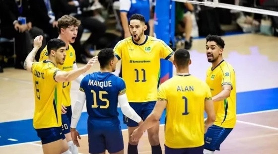 Brasil comemora contra a Argentina na VNL.