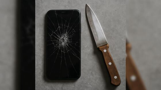 celular e faca