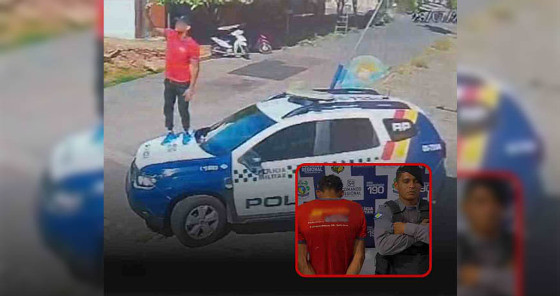 em cima da viatura da pm barra do garças